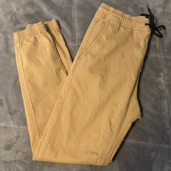 🥥 CHARLES AND A HALF Tan Mens Twill Jogger - Picture 1 of 7